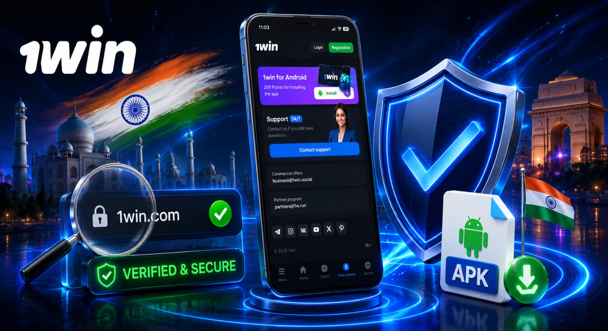1win APK safety check with secure download and verified domain