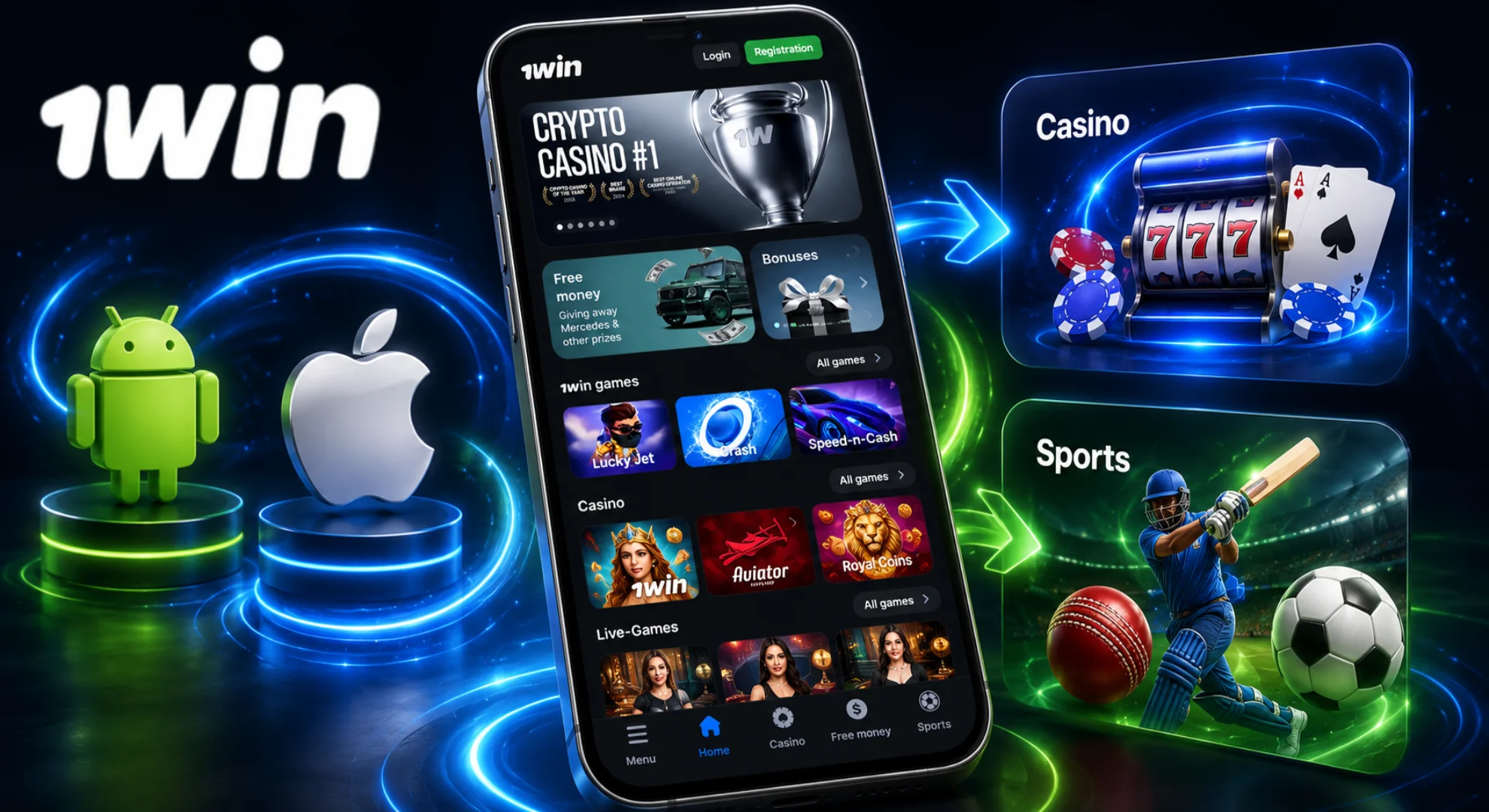 1win app India for Android APK and iOS mobile web