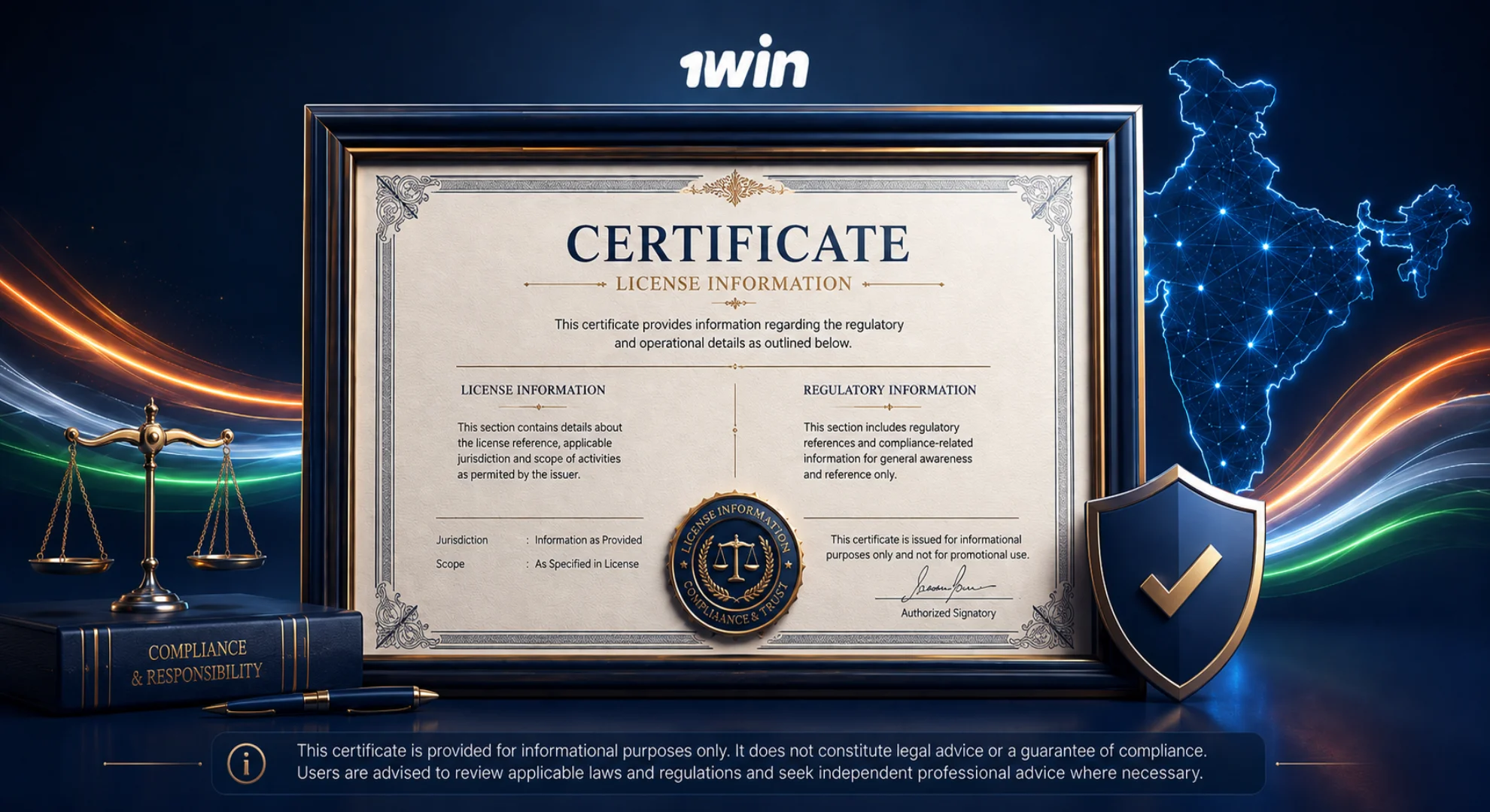 1win license and legal status information for Indian users