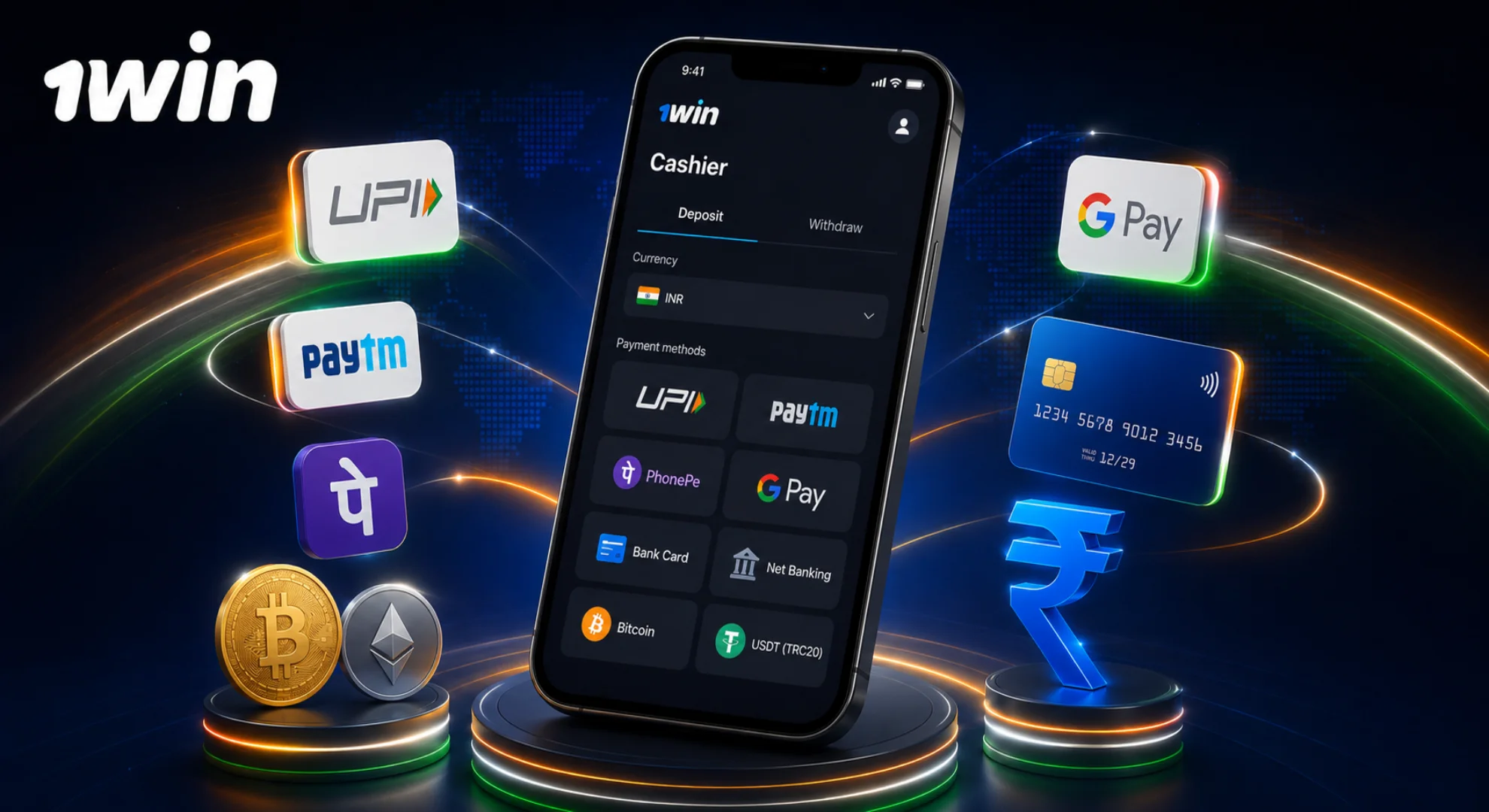 1win Payment Methods India with UPI Paytm PhonePe and crypto